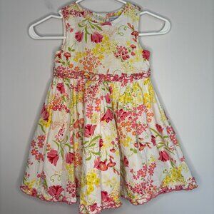 POLLY & FRIENDS Sundress Girls 4 Pink Yellow Floral Sleeveless